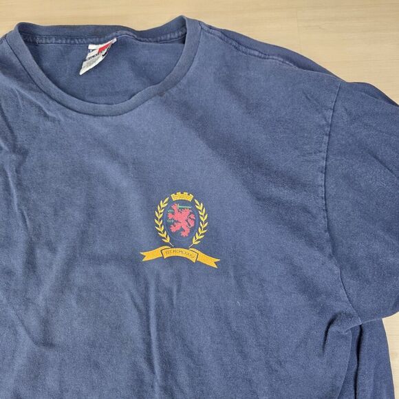 Vintage 90s Tommy Hilfiger Spell Out Double Sided Shirt‎ Navy Size XL DISTRESSED - Picture 6 of 10